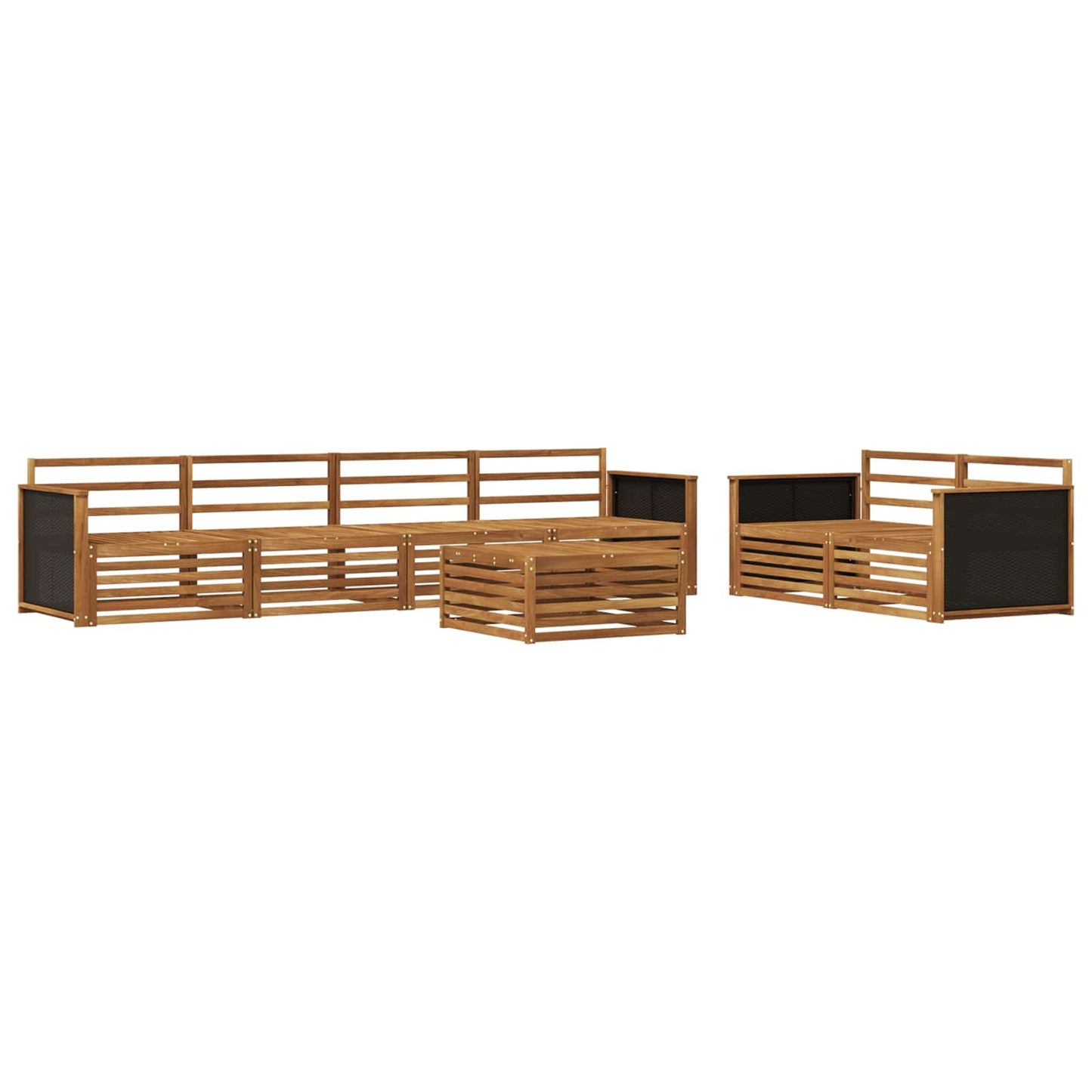 Utendørs sofa-sett 7 pcs Naturlig Solid akasietre