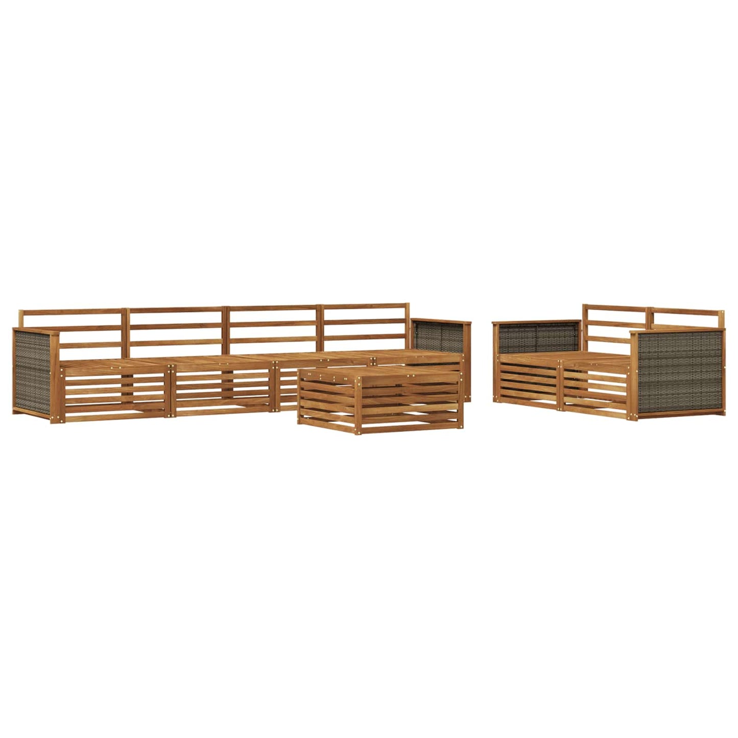 Utendørs sofa-sett 7 pcs Naturlig Solid akasietre