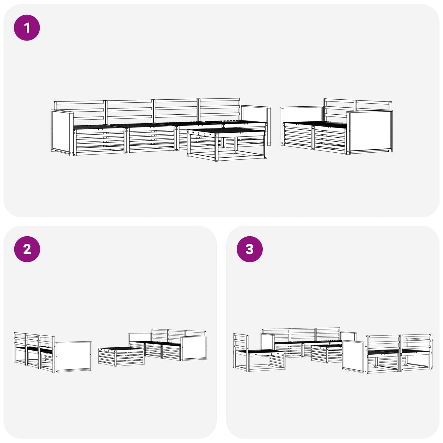 Utendørs sofa-sett 7 pcs Naturlig Solid akasietre