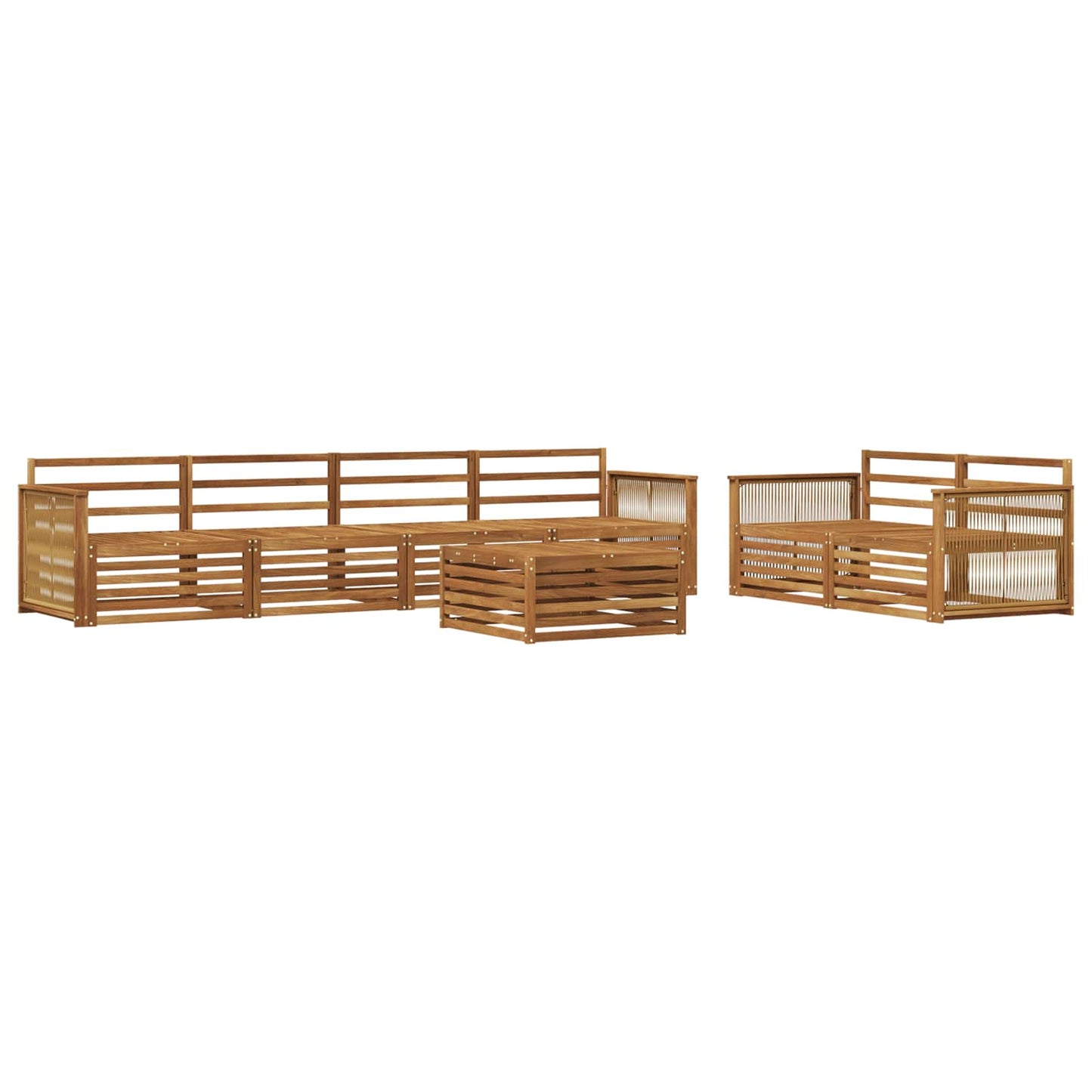 Utendørs sofa-sett 7 pcs Naturlig Solid akasietre