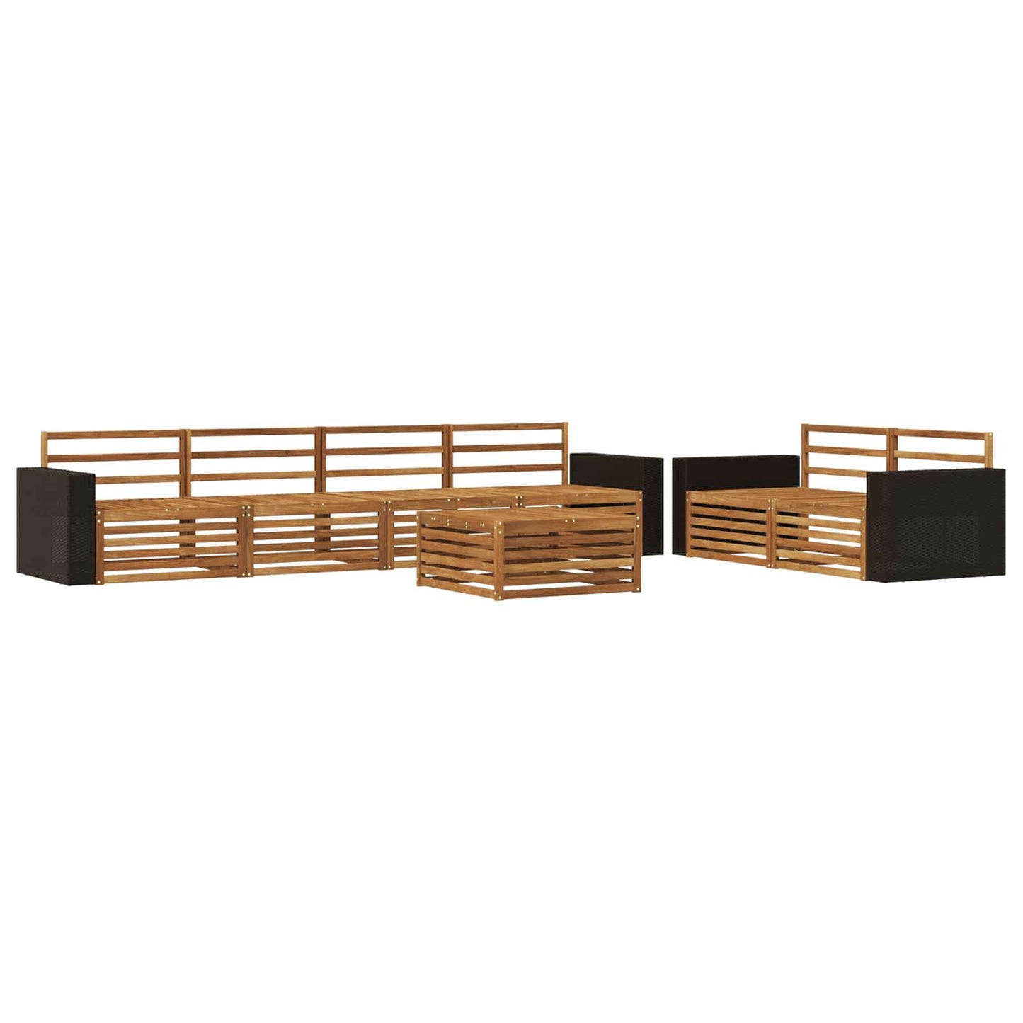 Utendørs sofa-sett 7 pcs Naturlig Solid akasietre