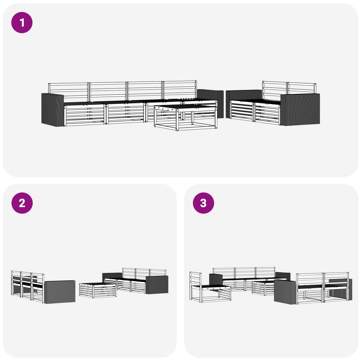 Utendørs sofa-sett 7 pcs Naturlig Solid akasietre