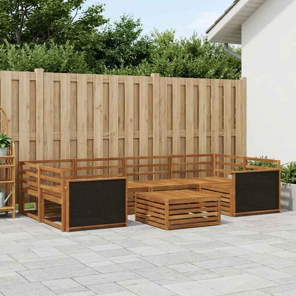 Utendørs sofa-sett 7 pcs Naturlig Solid akasietre