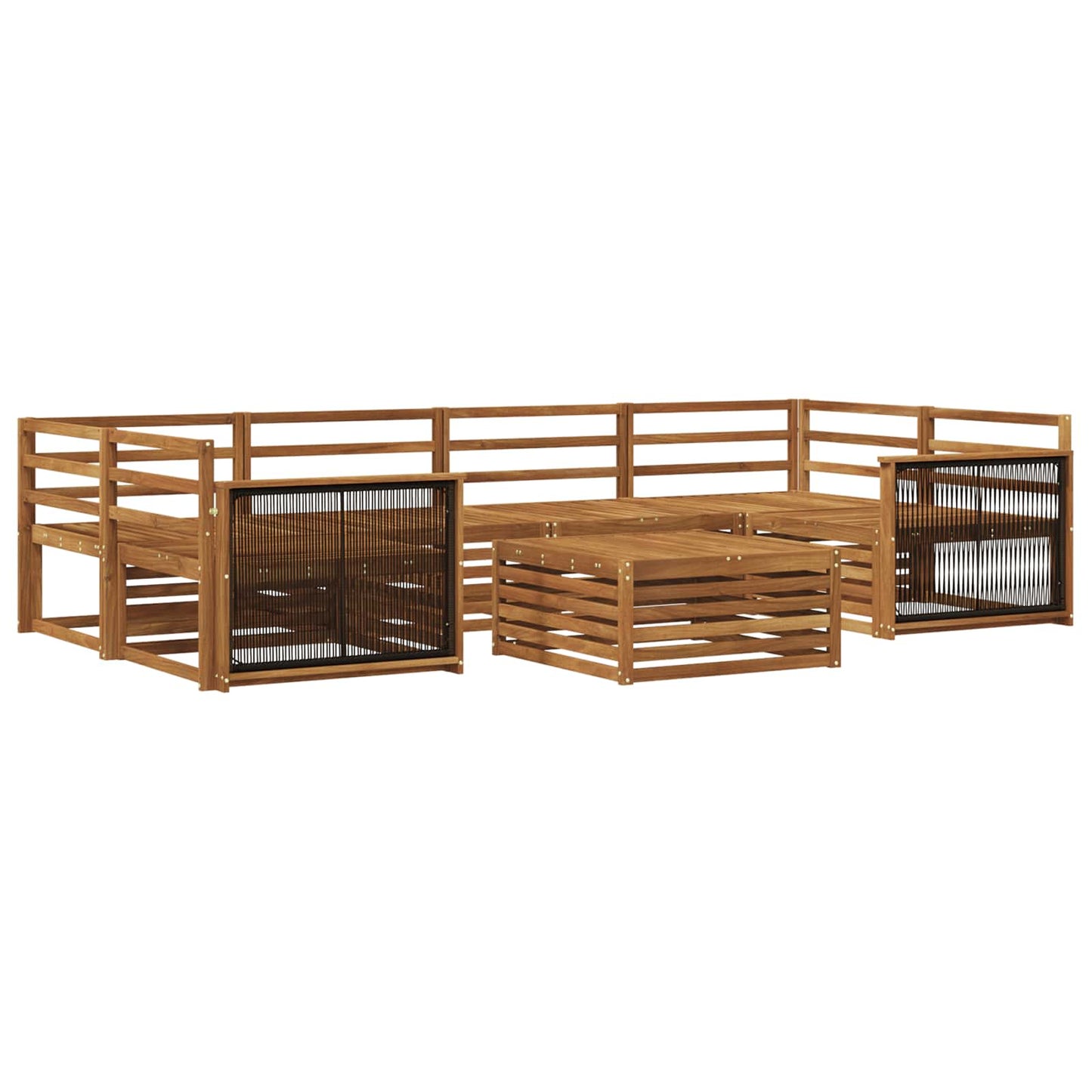 Utendørs sofa-sett 7 pcs Naturlig Solid akasietre