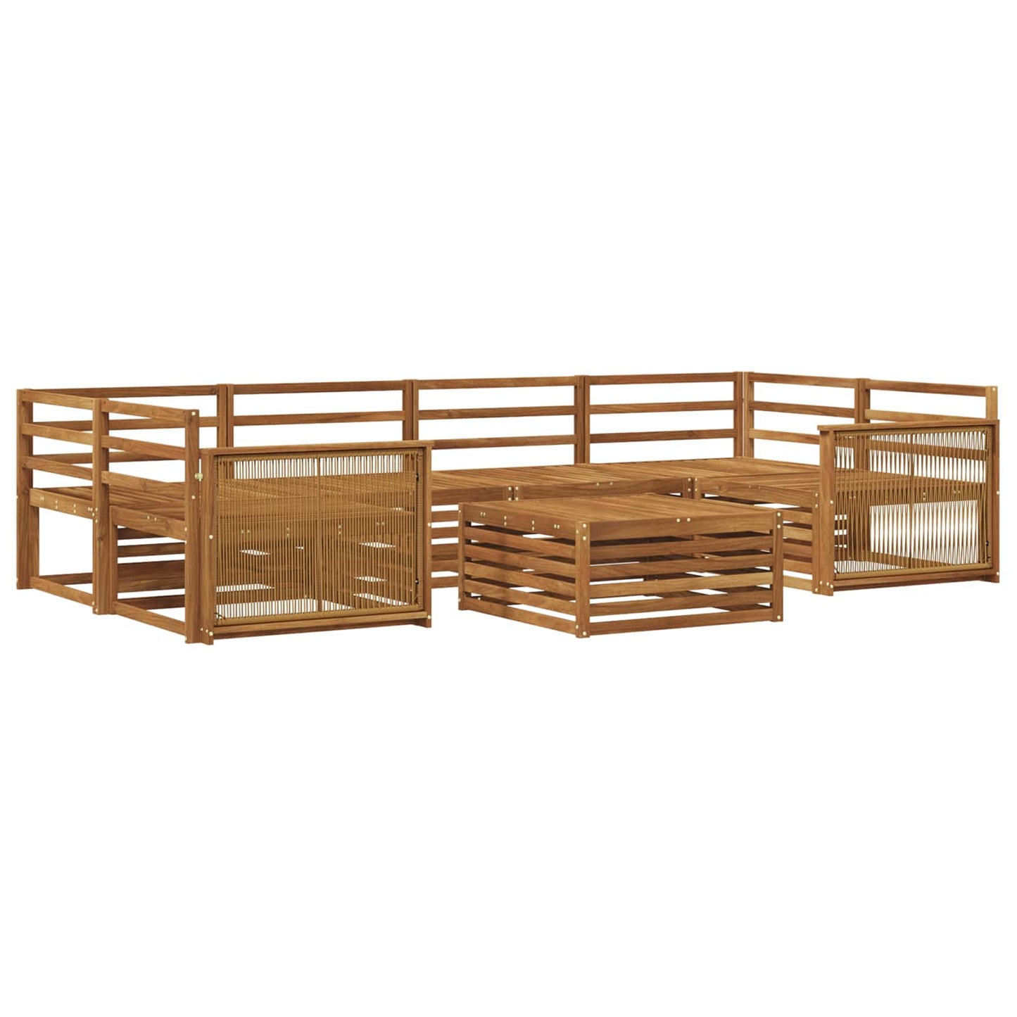 Utendørs sofa-sett 7 pcs Naturlig Solid akasietre