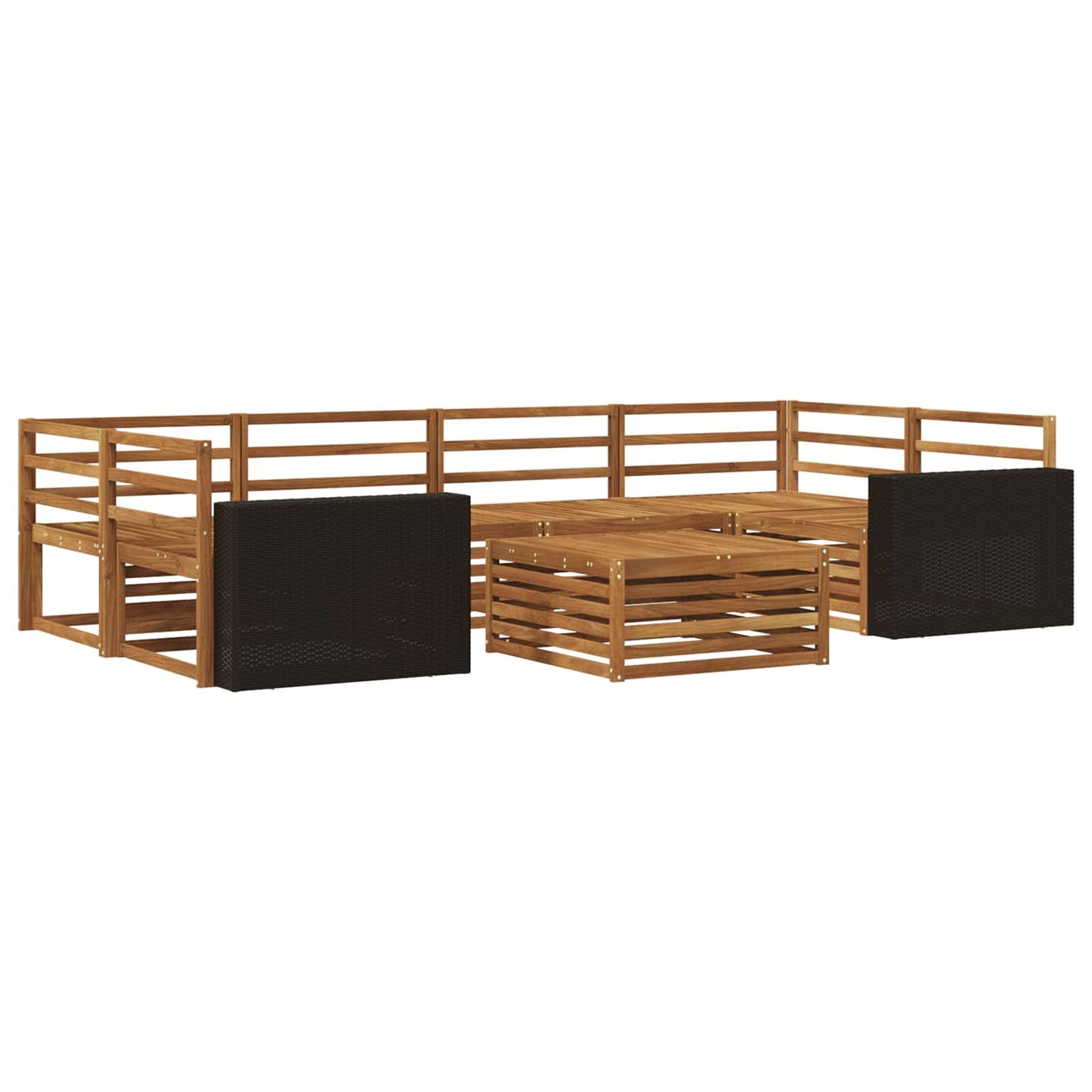 Utendørs sofa-sett 7 pcs Naturlig Solid akasietre