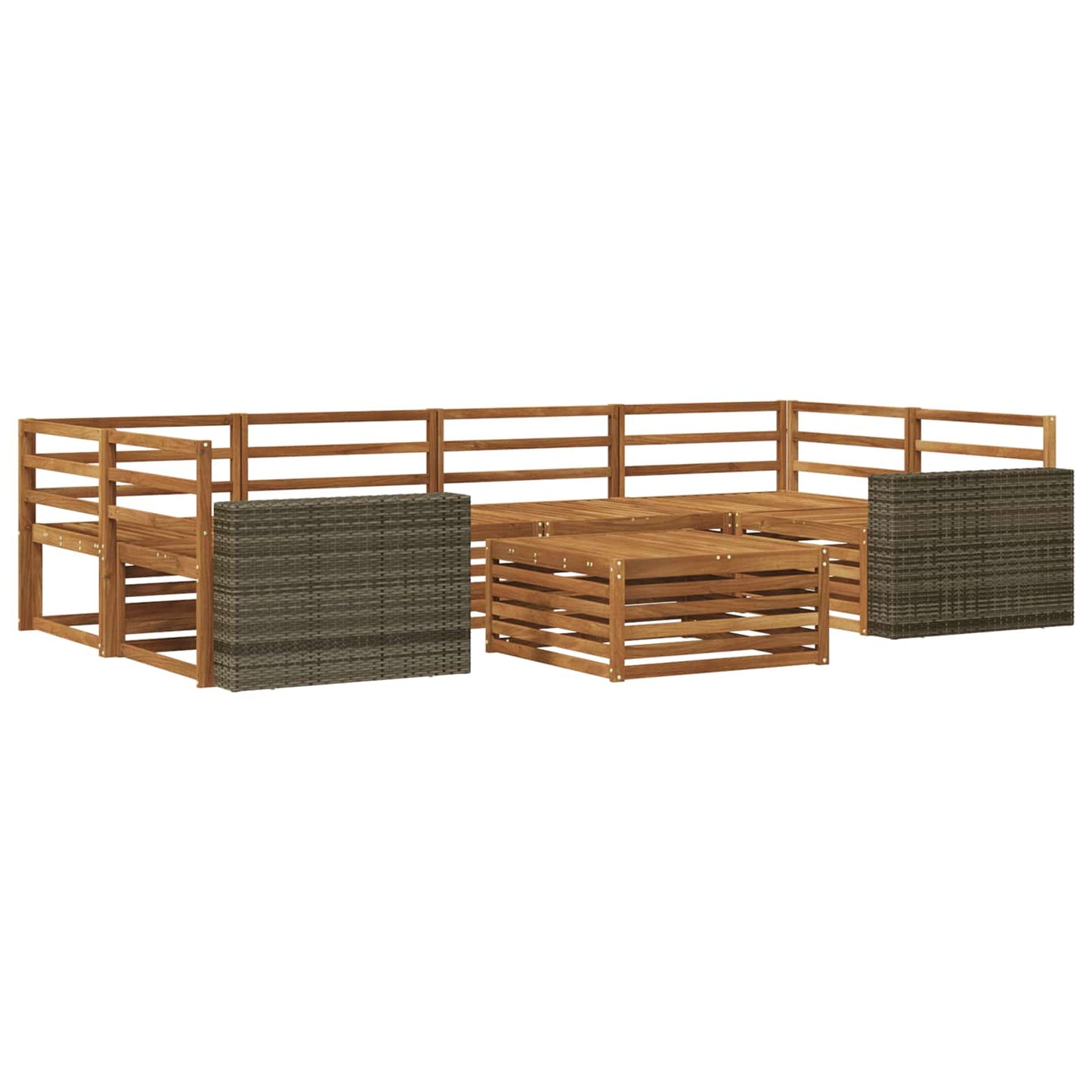Utendørs sofa-sett 7 pcs Naturlig Solid akasietre