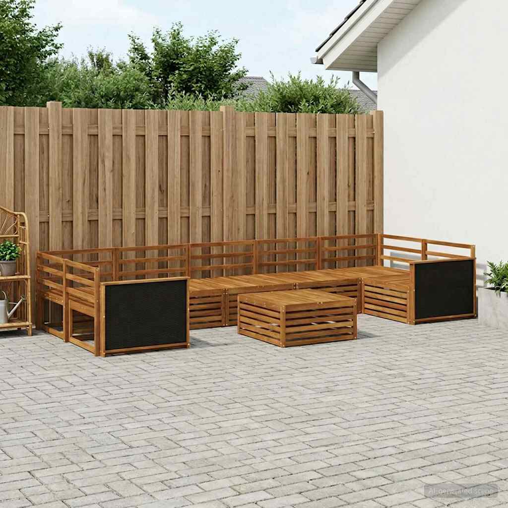 Utendørs sofa-sett 8 stk. Naturlig Solid akasietre