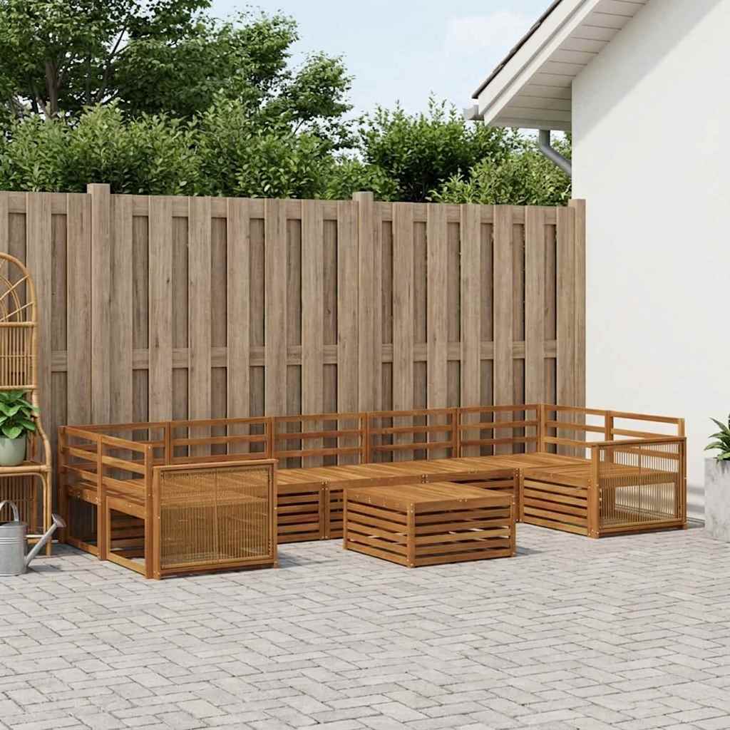 Utendørs sofa-sett 8 pcs Naturlig Solid akasietre