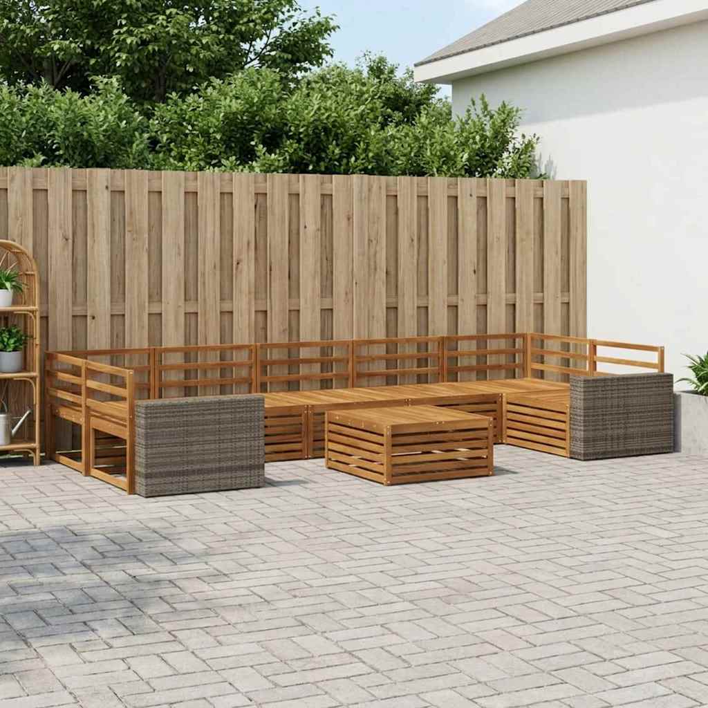 Utendørs sofa-sett 8 stk. Naturlig Solid akasietre