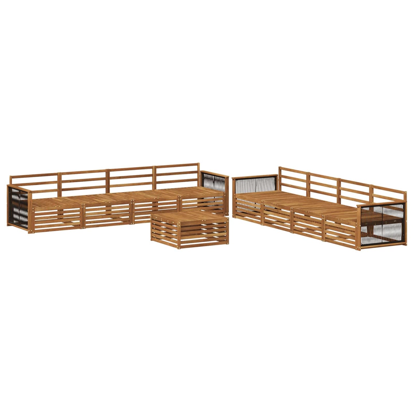 Utendørs sofa-sett 9 pcs Naturlig Solid akasietre