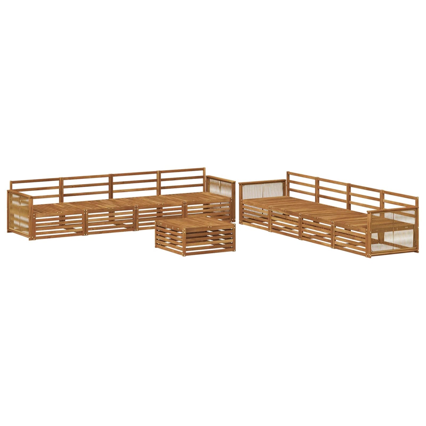 Utendørs sofa-sett 9 pcs Naturlig Solid akasietre