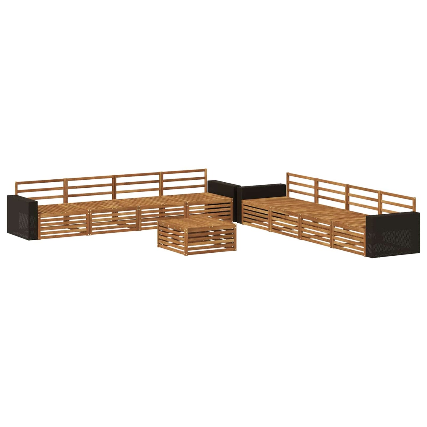 Utendørs sofa-sett 9 stk. Naturlig Massivt akasietre