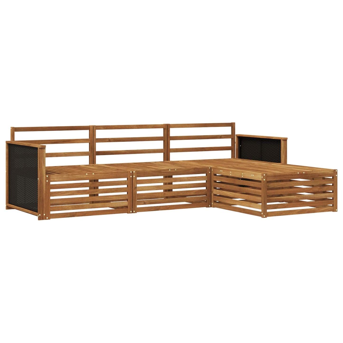 Utendørs sofa-sett 4 pcs Naturlig Solid akasietre