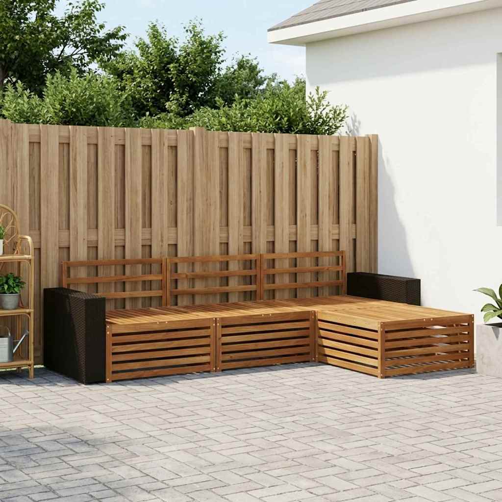 Utendørs sofa-sett 5 pcs Solid akasietre