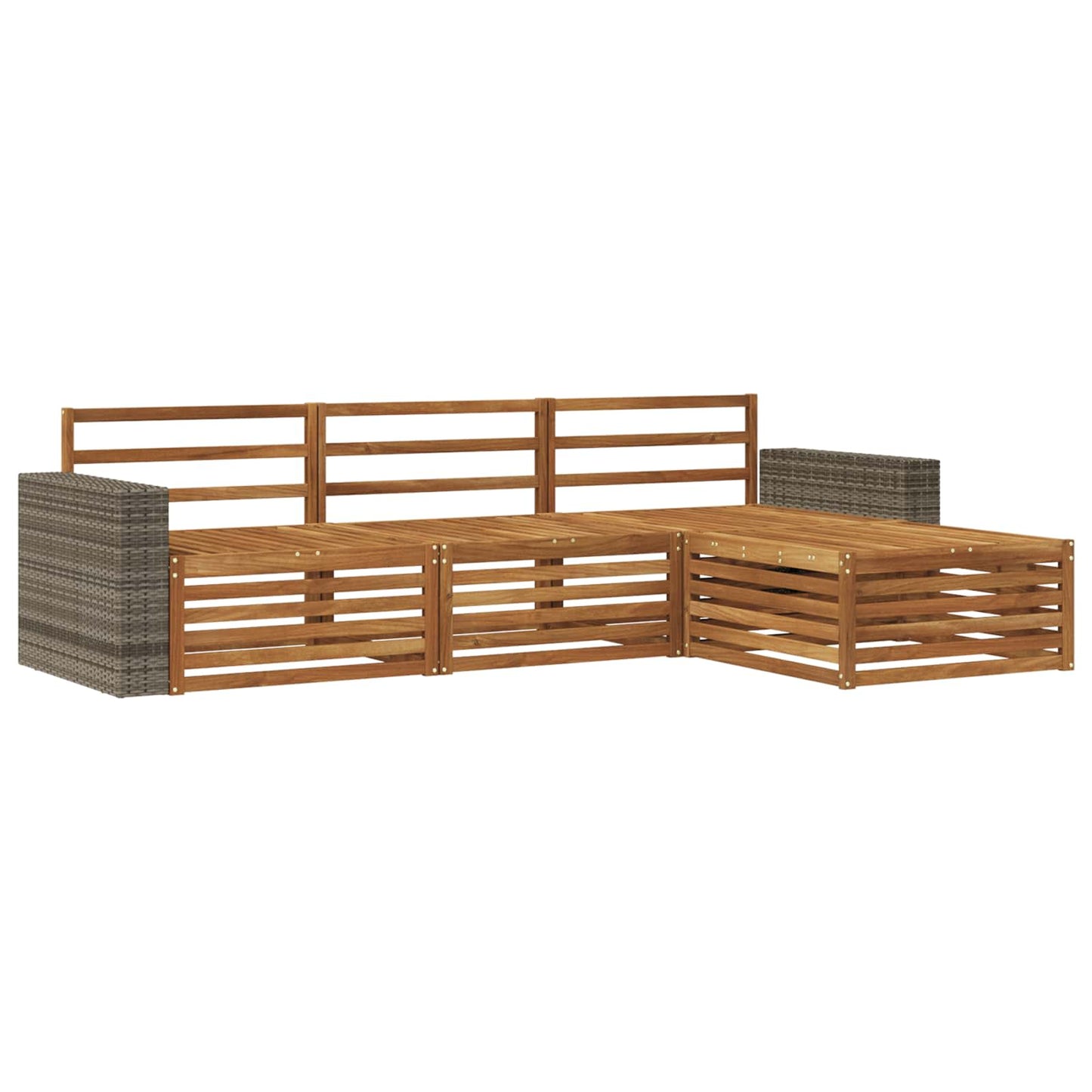 Utendørs sofa-sett 4 pcs Naturlig Solid akasietre