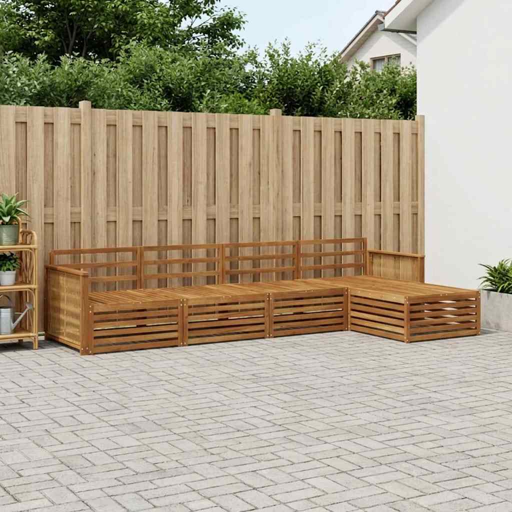 Utendørs sofa-sett 5 pcs Naturlig Solid akasietre