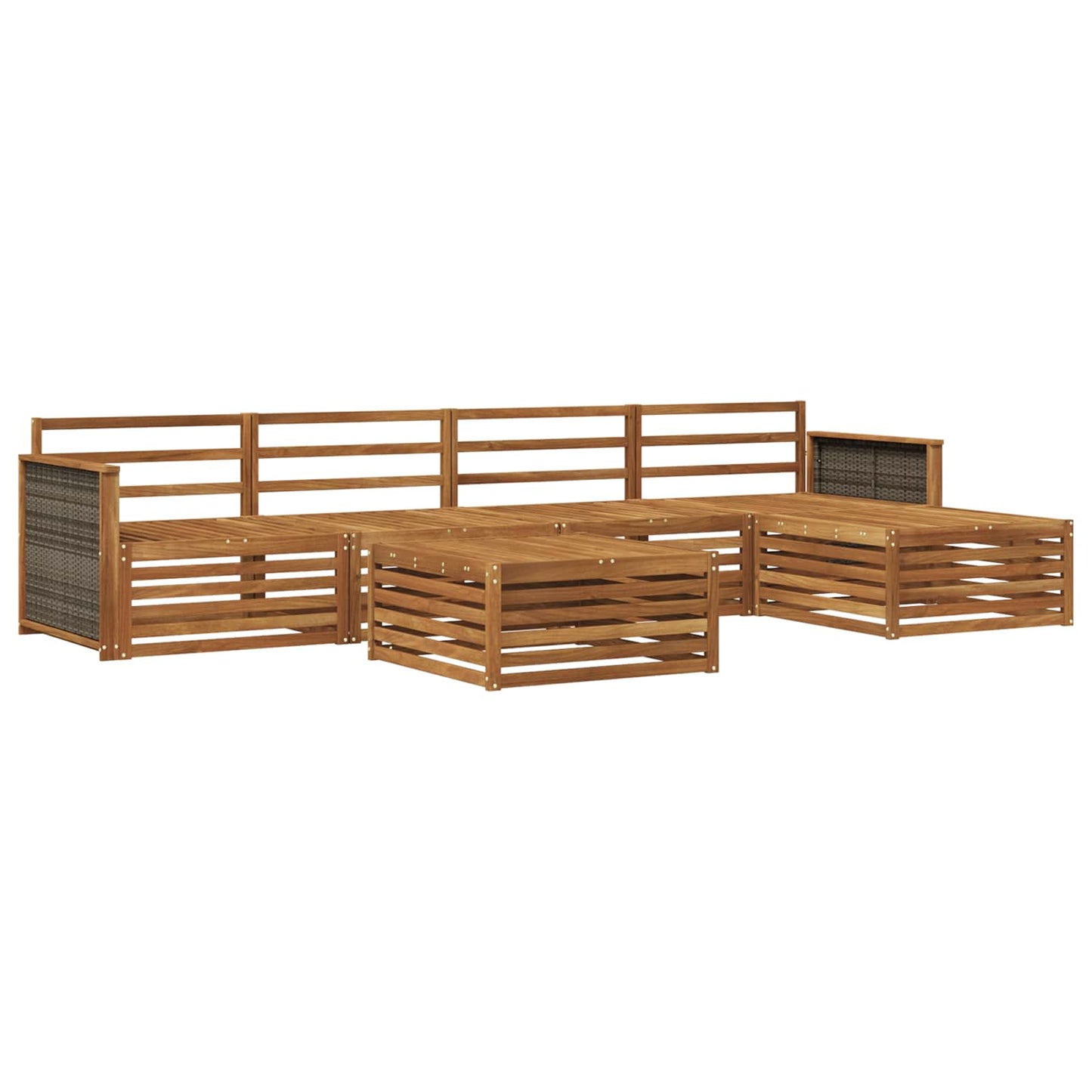 Utendørs sofa-sett 6 pcs Naturlig Solid akasietre