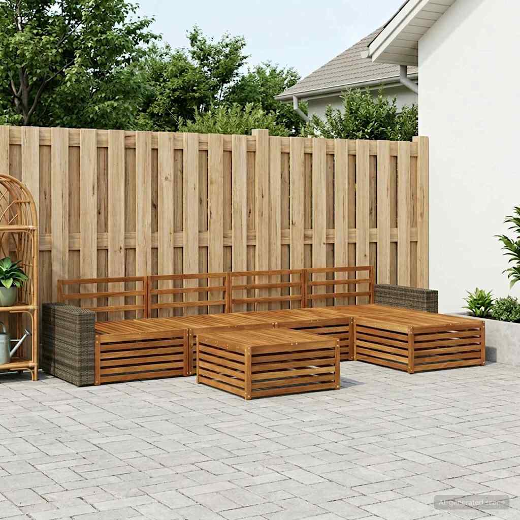 Utendørs sofa-sett 6 pcs Naturlig 79 x 79 x 37 cm