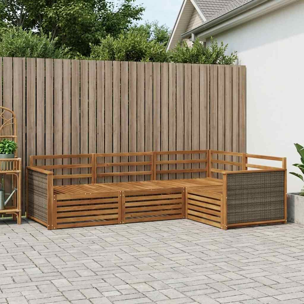 Utendørs sofa-sett 4 pcs Naturlig Solid akasietre