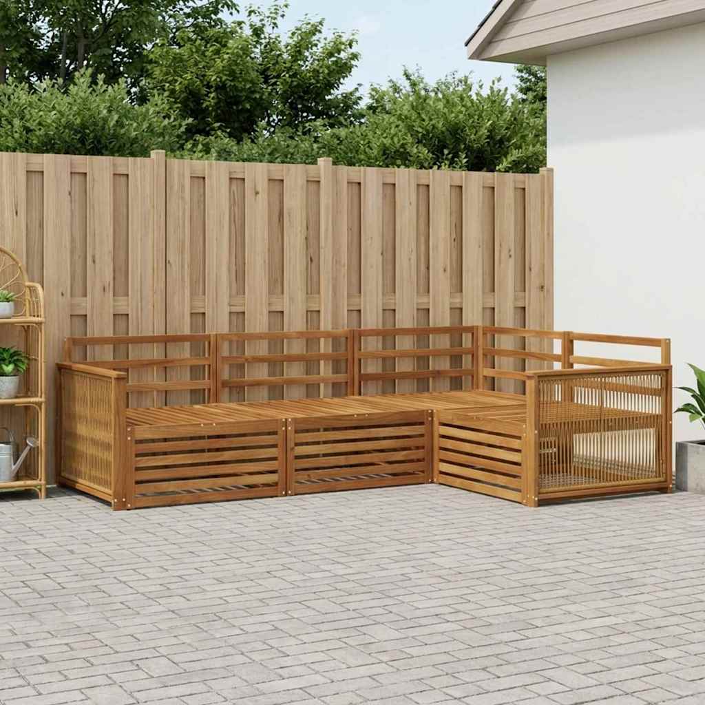 Utendørs sofa-sett 4 pcs Naturlig Solid akasietre