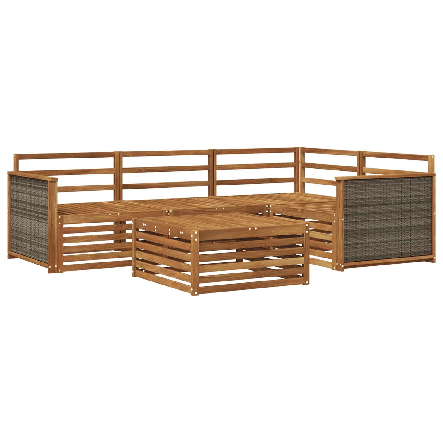 Utendørs sofa-sett 5 pcs Naturlig Solid akasietre