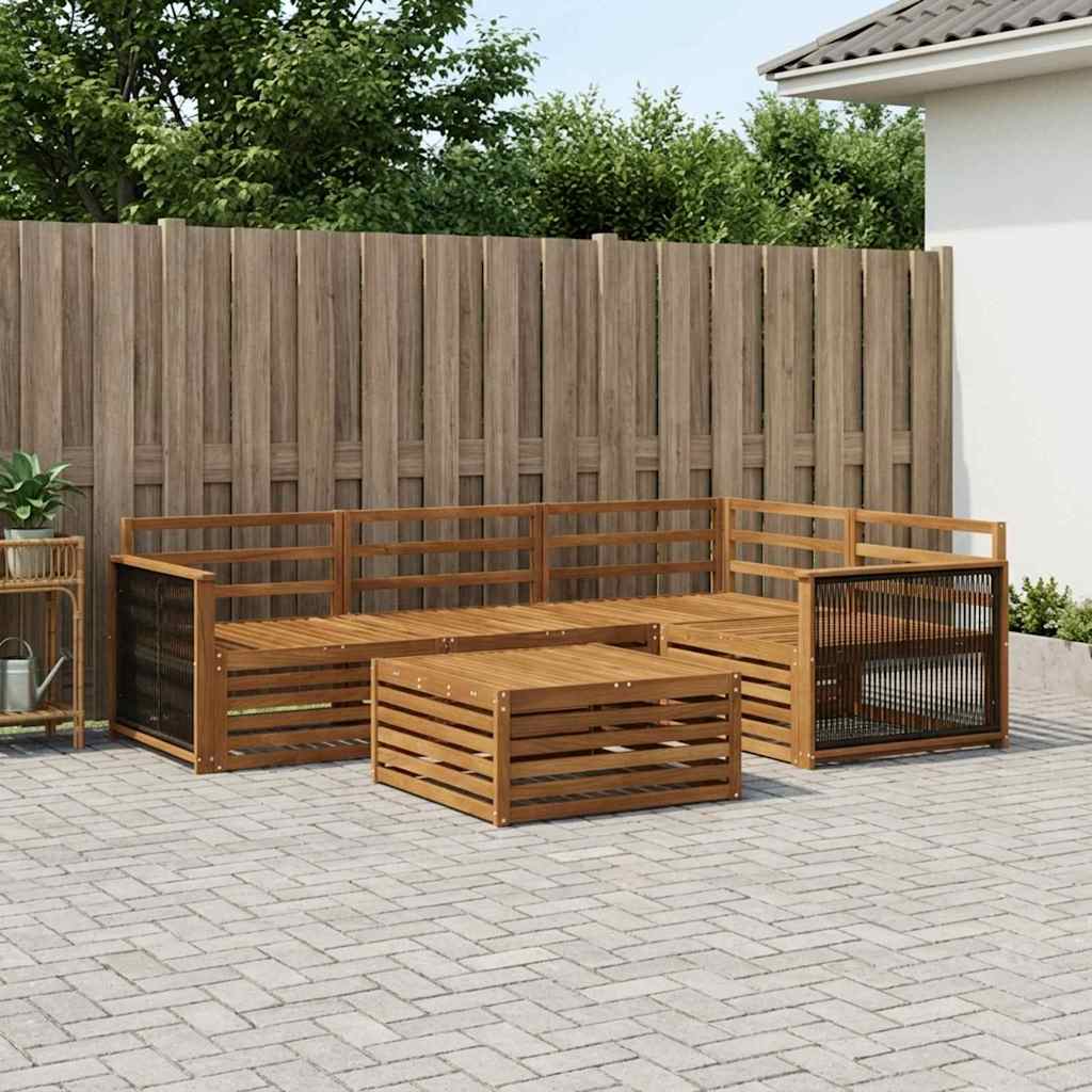 Utendørs sofa-sett 5 pcs Naturlig Solid akasietre