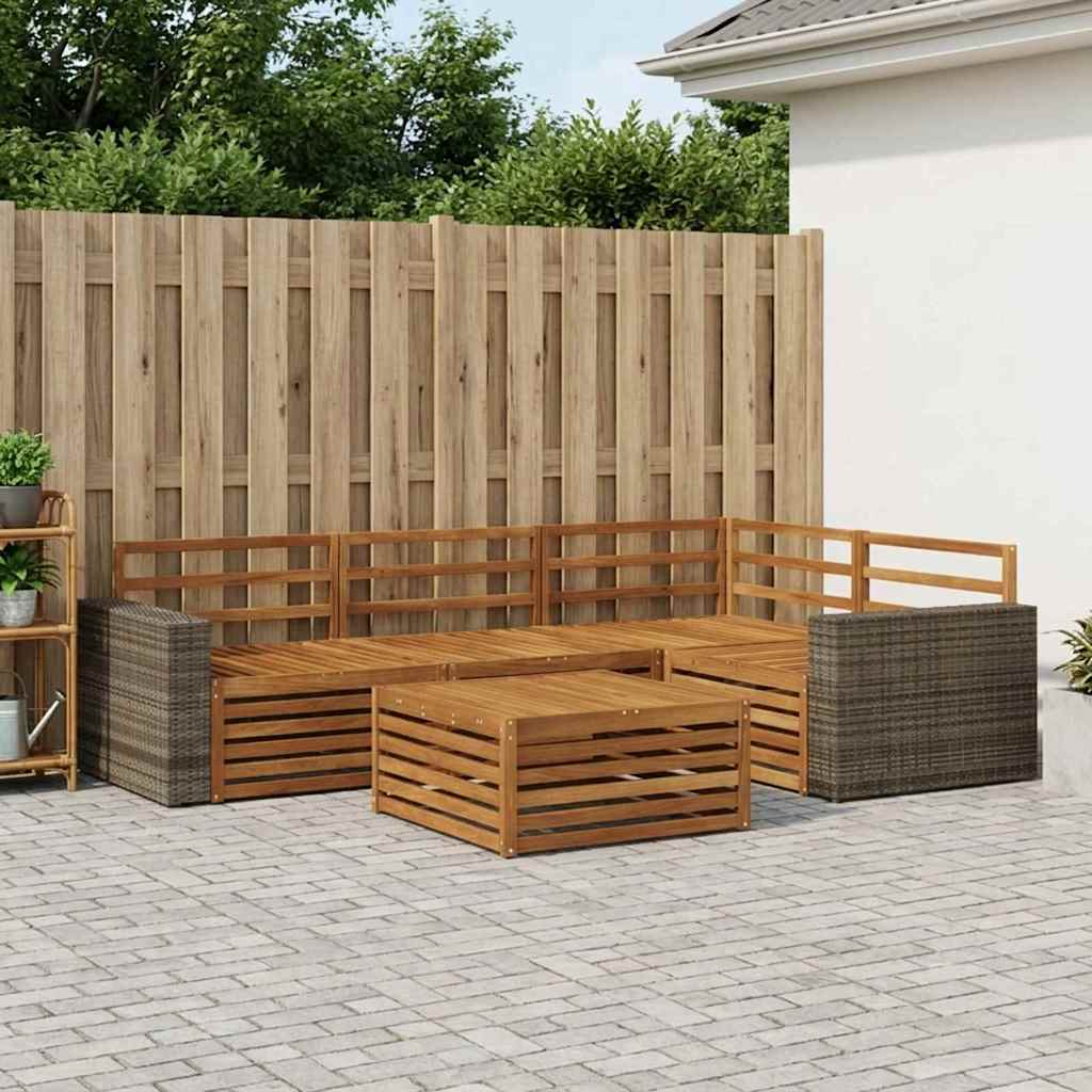 Utendørs sofa-sett 5 pcs Naturlig 79 x 79 x 37 cm