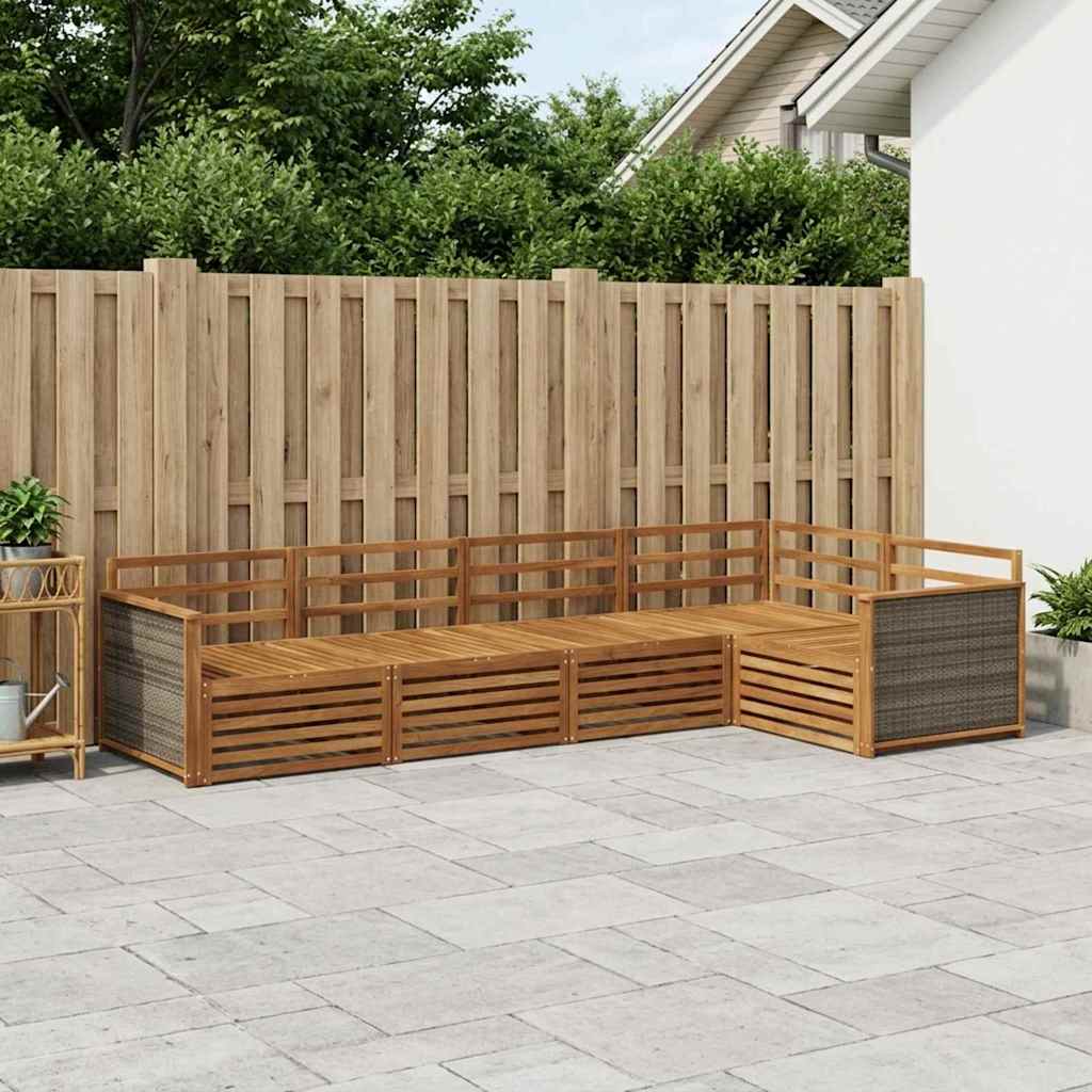 Utendørs sofa-sett 5 pcs Naturlig Solid akasietre
