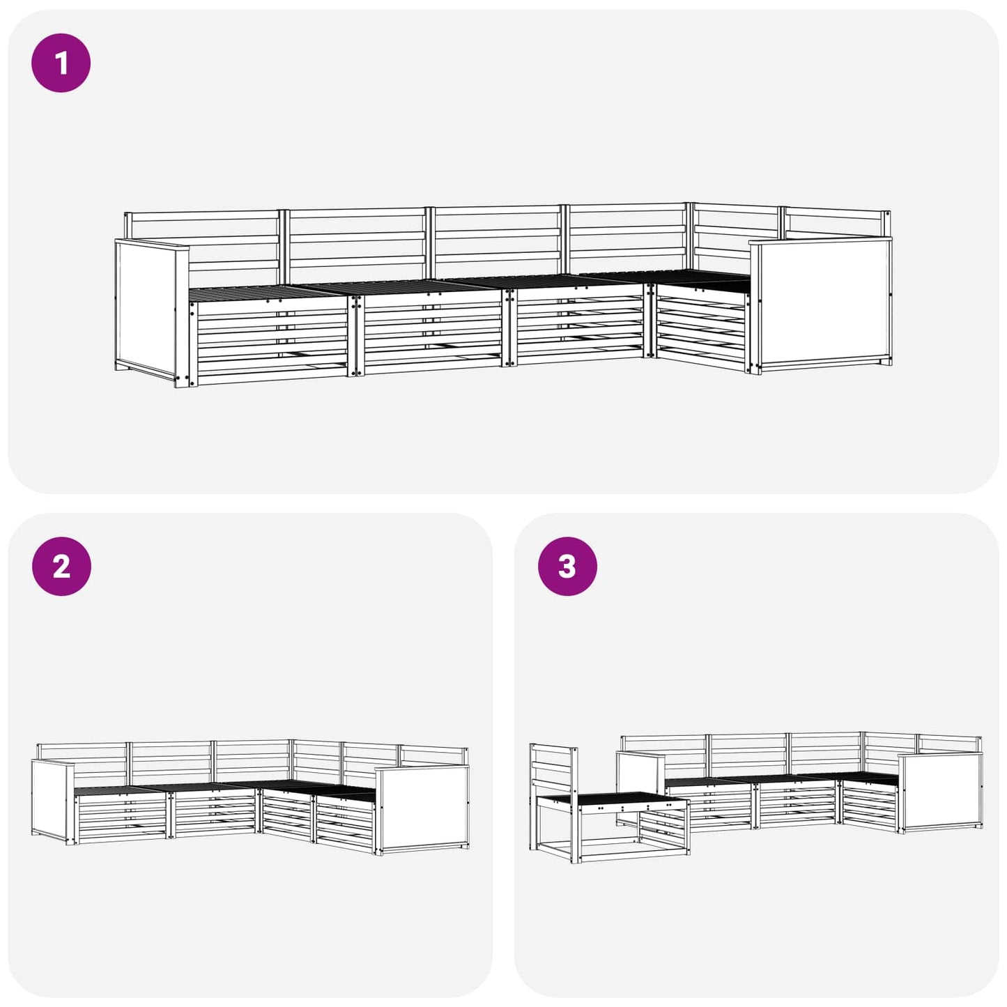 Utendørs sofa-sett 5 pcs Naturlig Solid akasietre