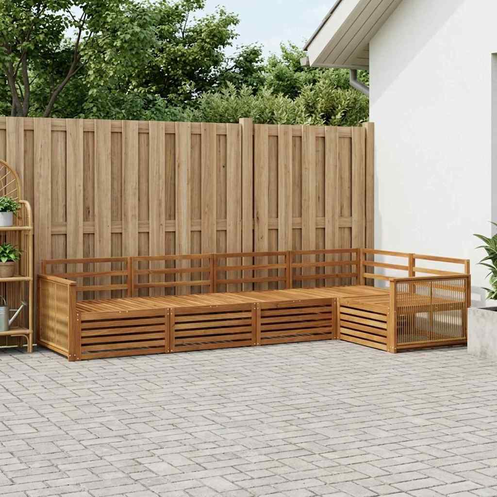Utendørs sofa-sett 5 pcs Naturlig Solid akasietre