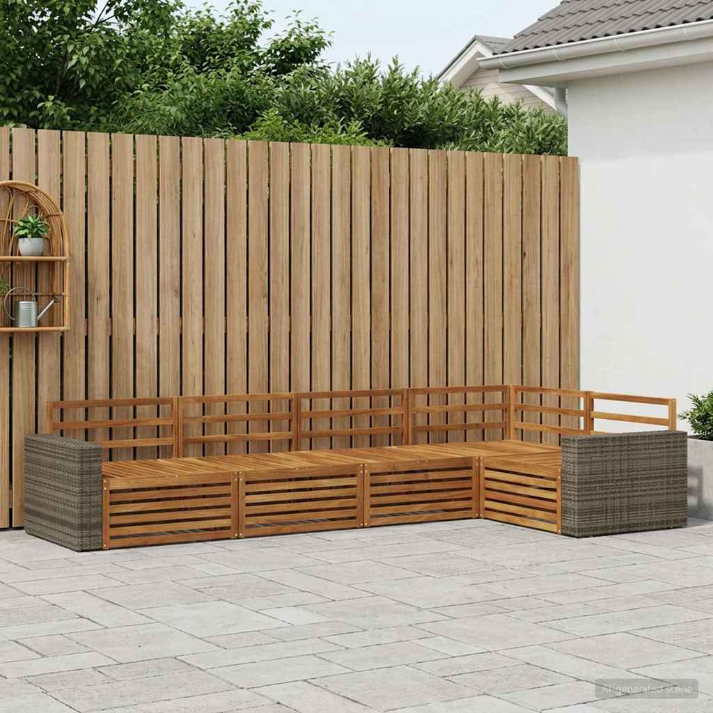 Utendørs sofa-sett 5 pcs Naturlig 331 x 172,5 x 73 cm
