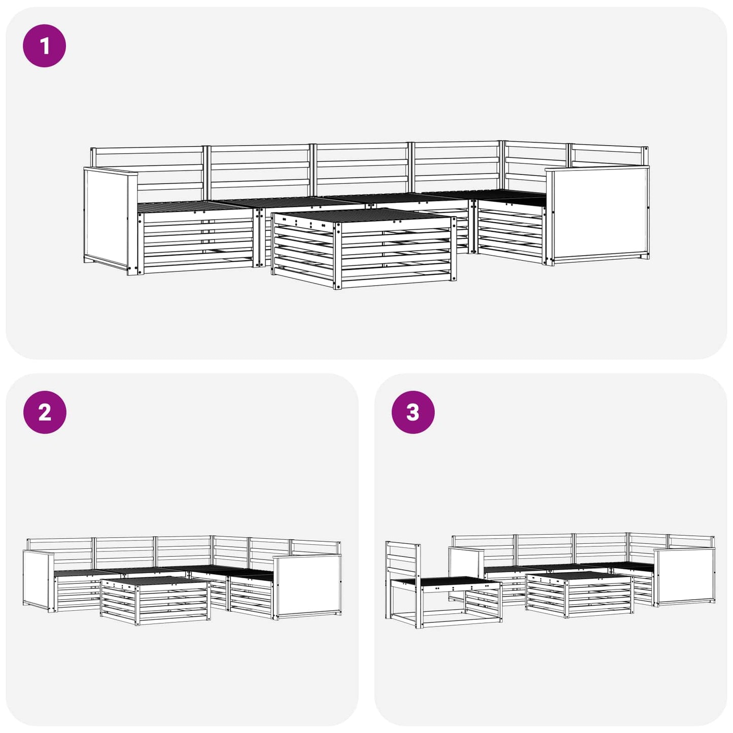 Utendørs sofa-sett 6 pcs Naturlig Solid akasietre