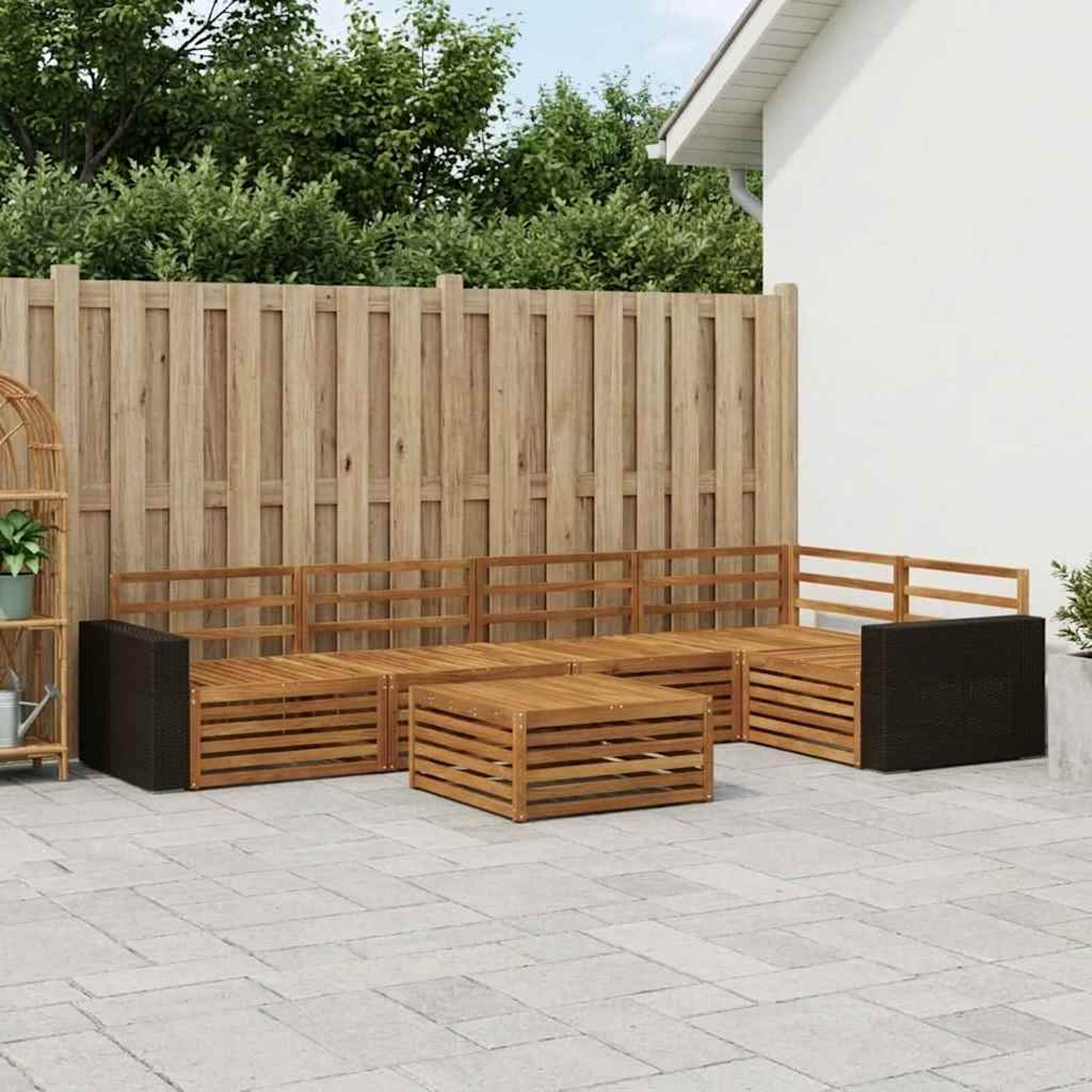 Utendørs sofa-sett 6 pcs Naturlig 79 x 79 x 37 cm
