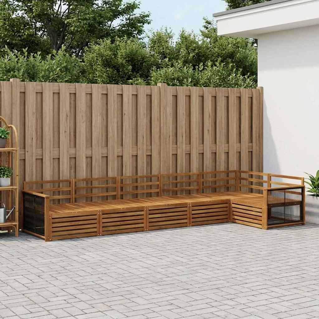 Utendørs sofa-sett 6 pcs Naturlig Solid akasietre