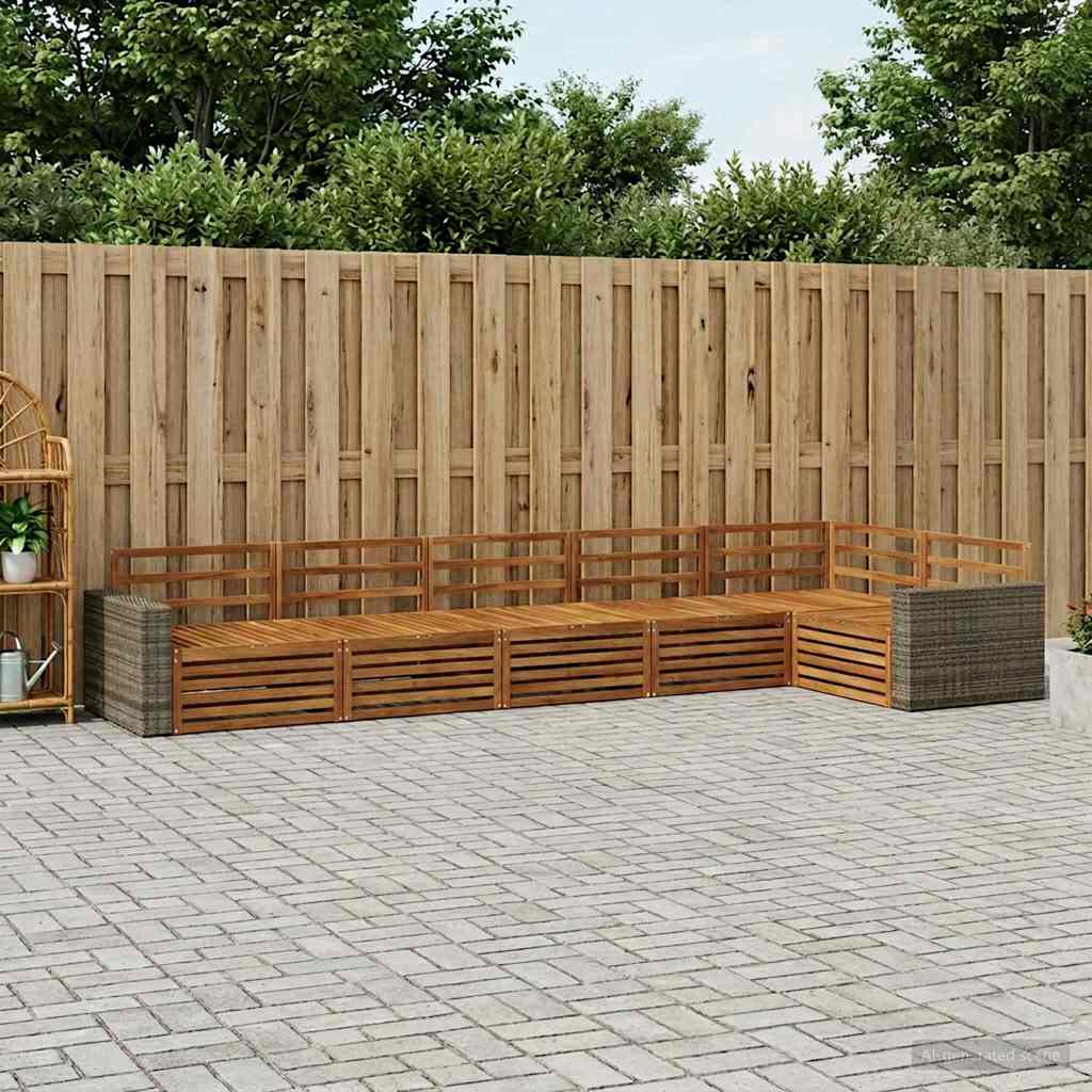 Utendørs sofa-sett 6 pcs Naturlig 402 x 172,5 x 73 cm