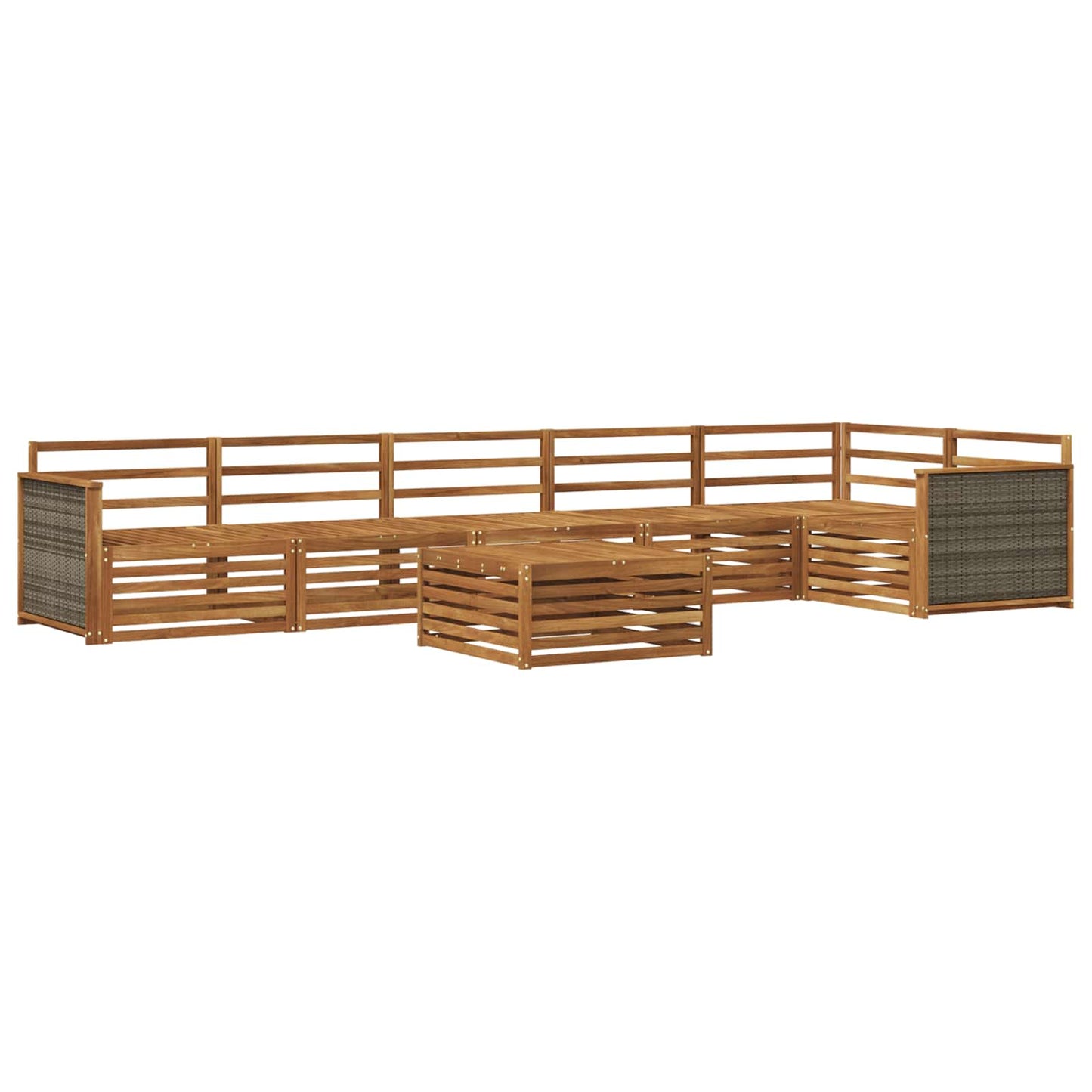 Utendørs sofa-sett 7 pcs Naturlig Solid akasietre