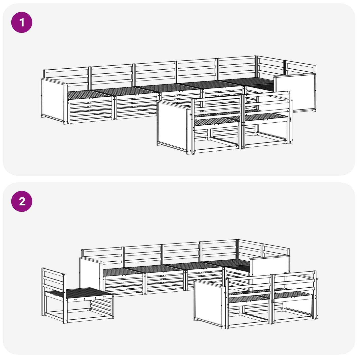 Utendørs sofa-sett 8 pcs Naturlig