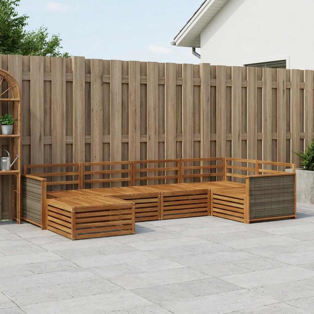 Utendørs sofa-sett 6 pcs Naturlig