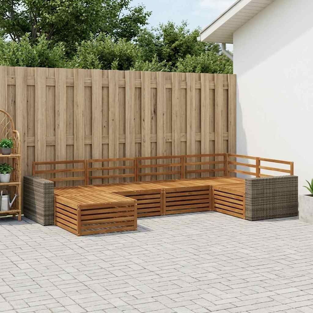 Utendørs sofa-sett 6 pcs Naturlig