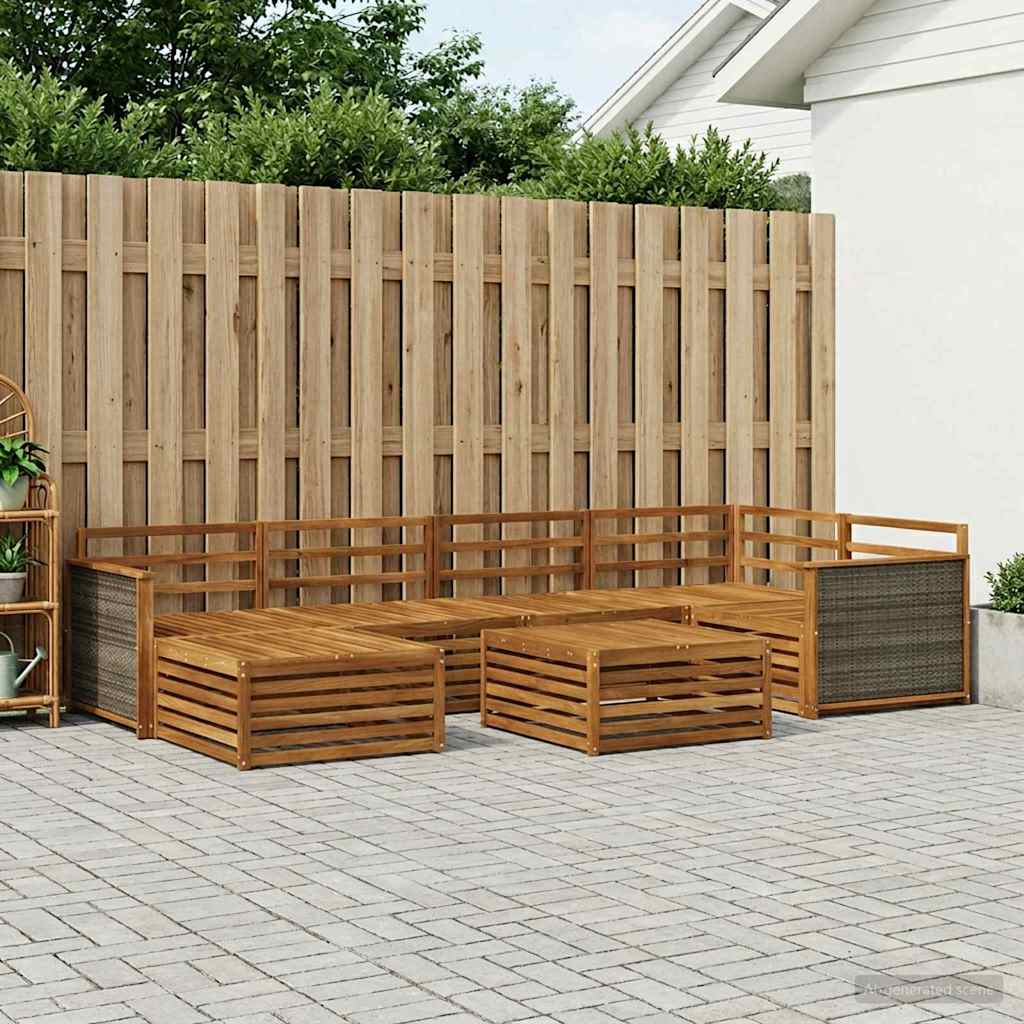 Utendørs sofa-sett 7 pcs Naturlig