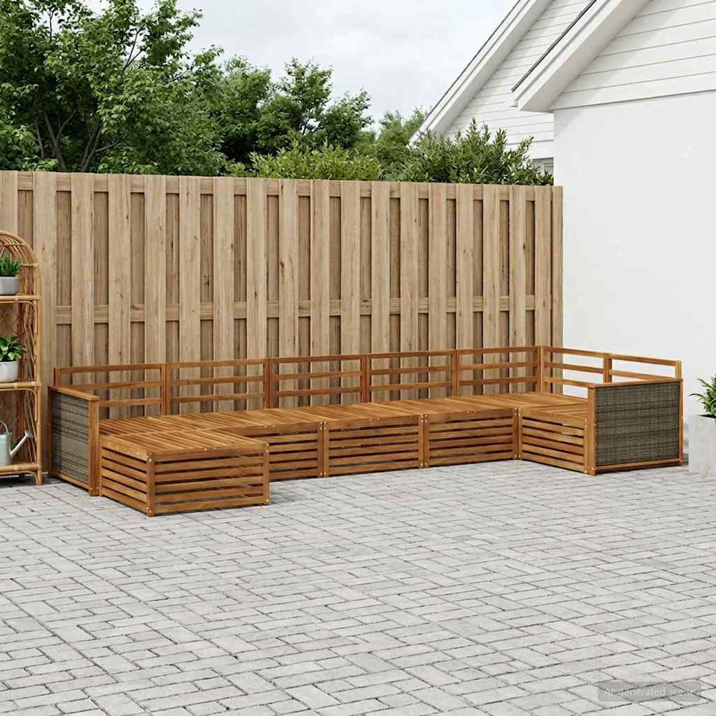 Utendørs sofa-sett 7 pcs Naturlig