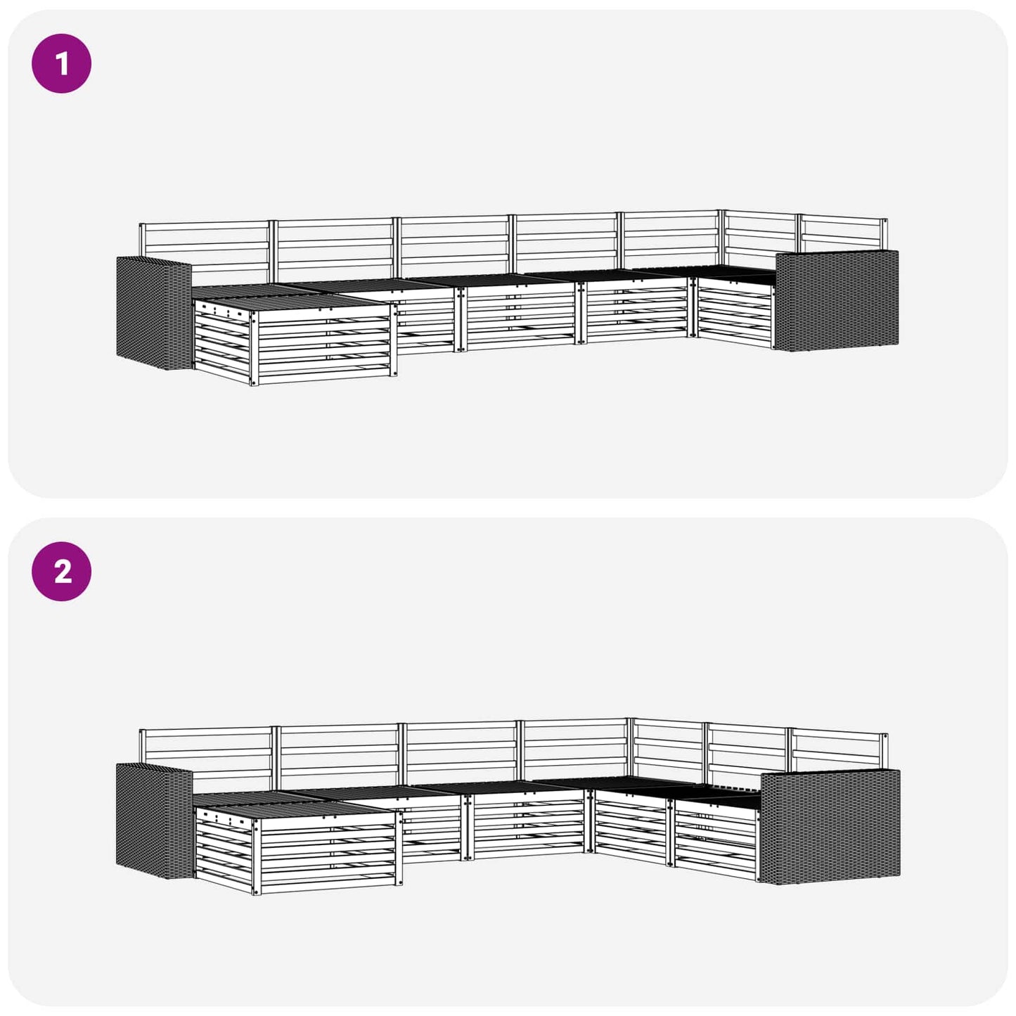 Utendørs sofa-sett 7 pcs Naturlig