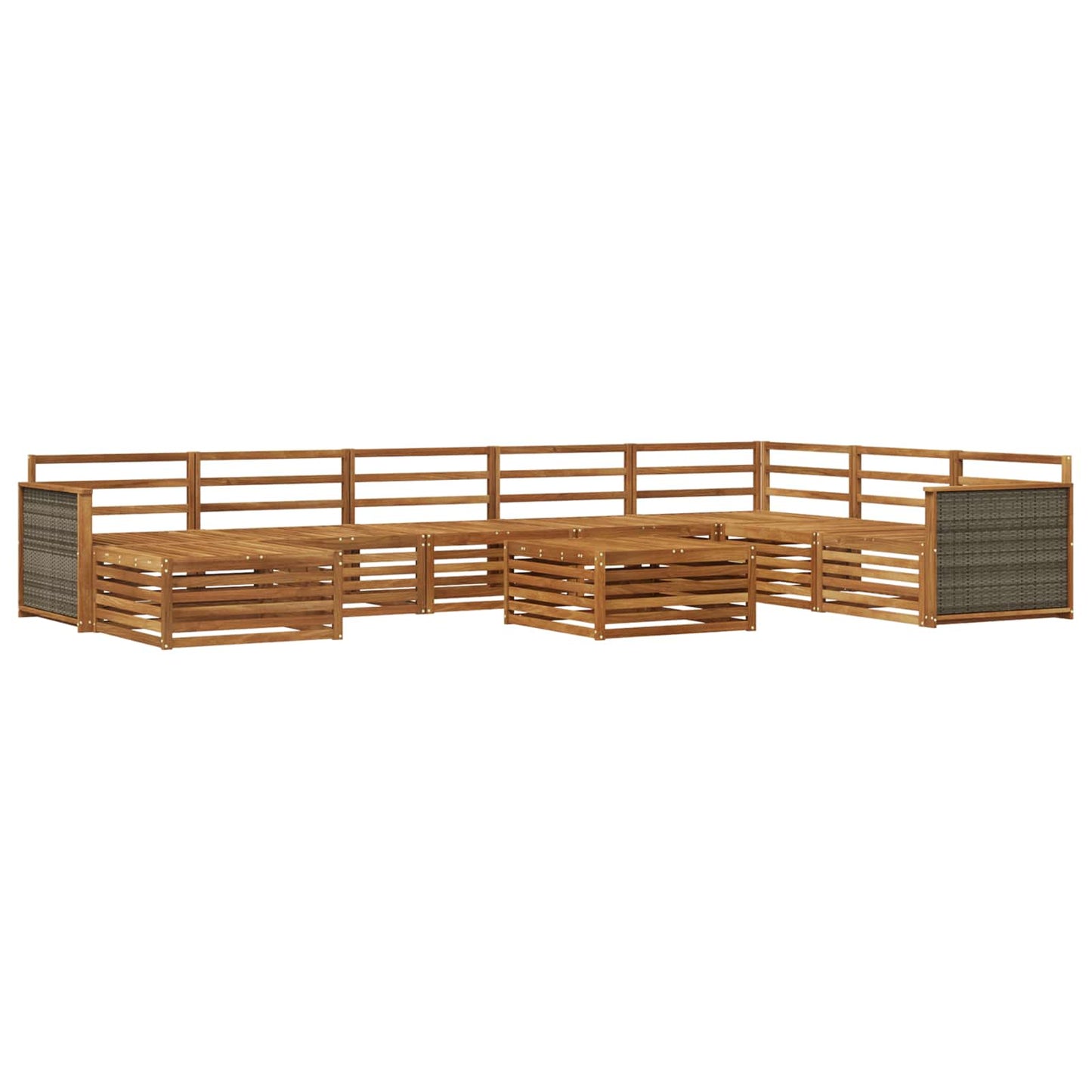 Utendørs sofa-sett 9 pcs Naturlig Solid akasietre