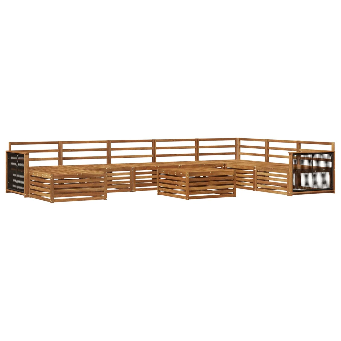 Utendørs sofa-sett 9 pcs Naturlig Solid akasietre