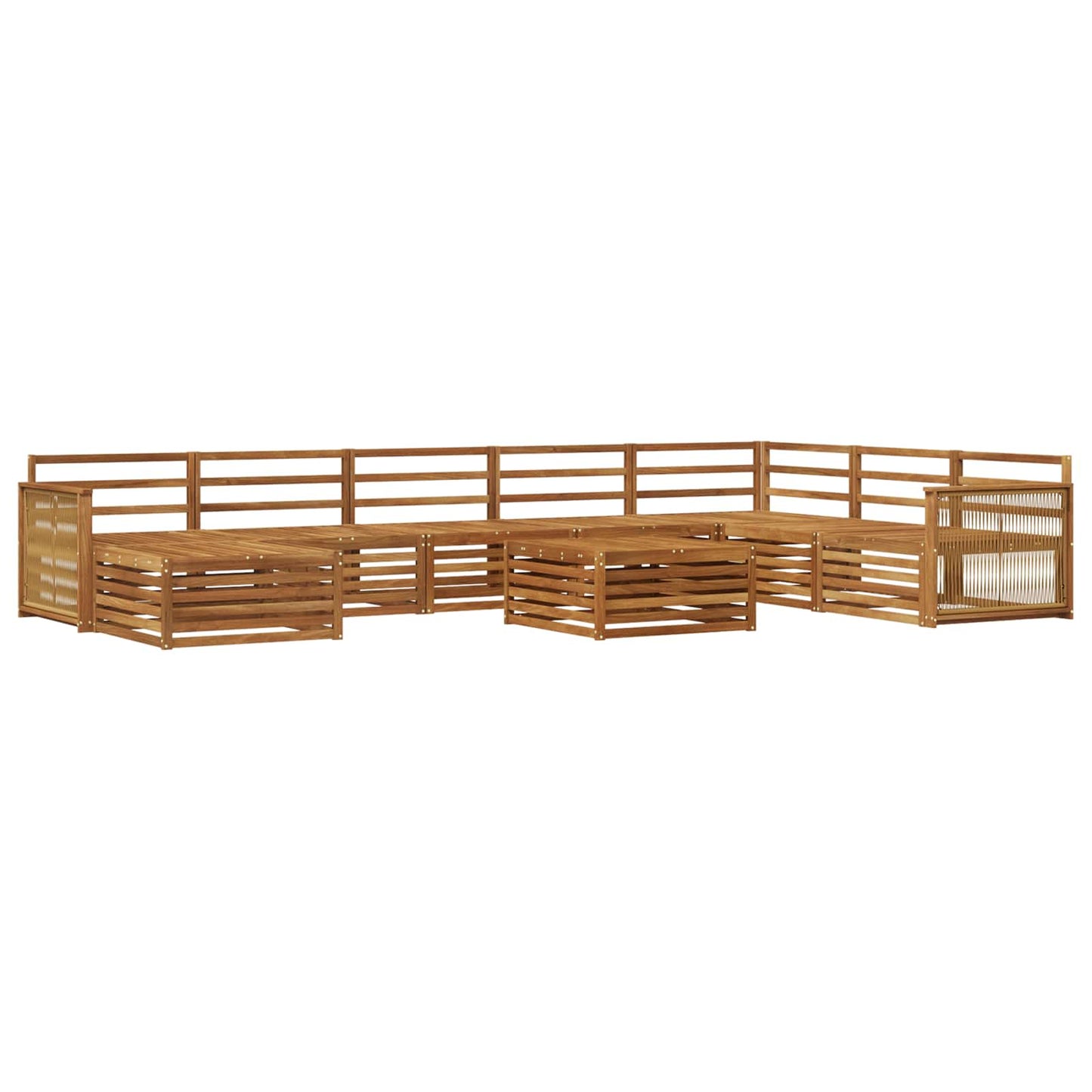Utendørs sofa-sett 9 pcs Naturlig Solid akasietre