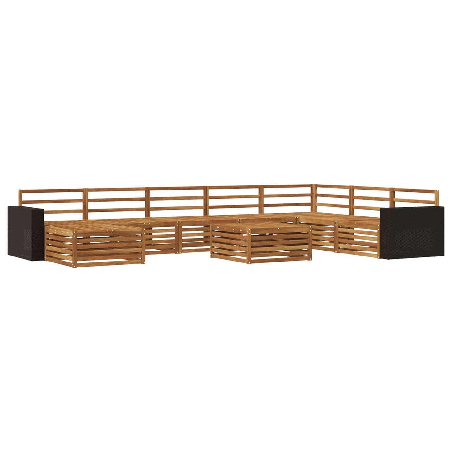 Utendørs sofa-sett 9 pcs Naturlig Solid akasietre