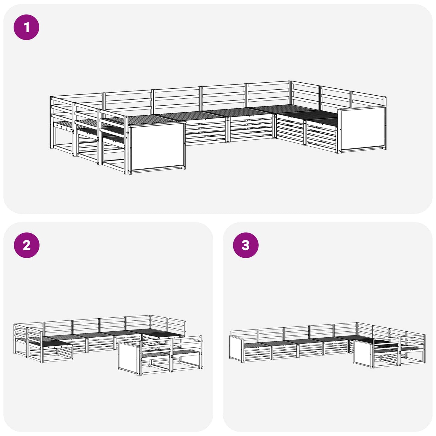 Utendørs sofa-sett 9 pcs Naturlig Solid akasietre