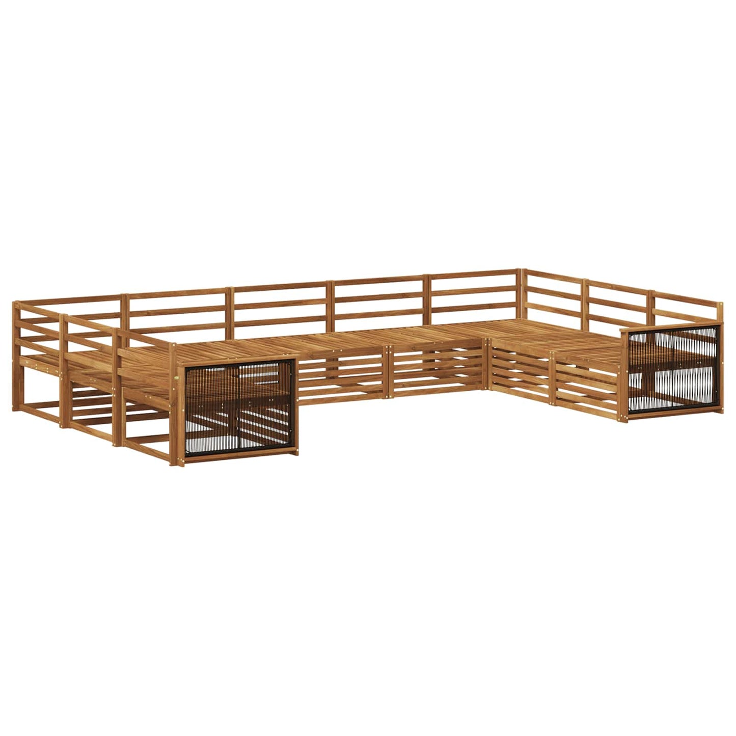 Utendørs sofa-sett 9 pcs Naturlig Solid akasietre