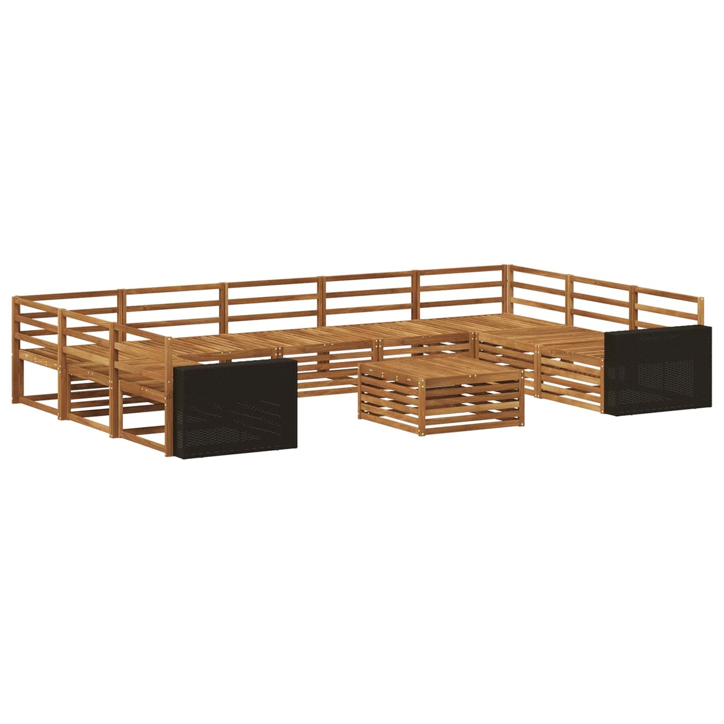 Utendørs sofa-sett 10 pcs Naturlig Solid akasietre